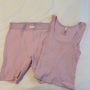 SKIMS Light Pink cotton rib set